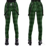 Women's Gothic Punk Plaid High Waist Pant - Green - Punk Plaid Skinny Pants - 5XL - Polyester - image 13