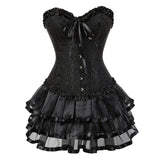 Women's Victorian Corset Dress 2Pcs Set - Black - 1 / Corset / Black Skirt - 6XL - Polyester - image 1