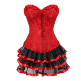 Women's Victorian Corset Dress 2Pcs Set - Black - 1 / Corset / Black Skirt - 6XL - Polyester - image 16