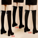 Women's Thigh Tie Block Heel Boots - Black - 1 - 3cm - No Plush Boots - 42 B - PU Leather - image 40