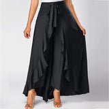 Women's Elegant Long Ruffled Skirt Pants - Grey - Skirt Pant - XXXL - Polyester - image 28