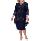 Women's Mother of The Bride Midi Dress - Navy - Dress - 8XL - Chiffon/Lace - image 23