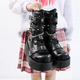 Women's New Gothic Style Platform Boots - Black - 1 - Patent - Boots - 10 B - PU Leather - image 50