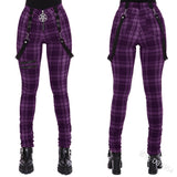 Women's Gothic Punk Plaid High Waist Pant - Purple - Punk Plaid Skinny Pants - 5XL - Polyester - image 18
