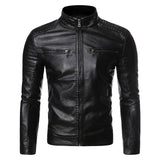Men's Motorcycle Faux Leather Jacket - Black - Jacket - 4XL - PU Leather - image 7