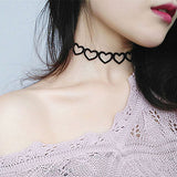 Women's Black Goth Choker Necklace - Black 13 - cn12c25 / Choker Necklace - Polyester/Lace/PU Leather - image 10