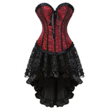 Women's Victorian Gothic Corset Skirt Set - Red - 4 /  Corset Skirt Set - 6XL - Polyester - image 4