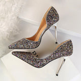 Women's Elegant Glitter Wedding Shoes - Black - Glitter Wedding Heels - 43 B - PU Leather - image 20