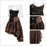 Women's Steampunk Top Corset Skirt Set - White - 1 / Steampunk / Shirt - 6XL - Polyester - image 12