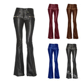Women's Elegant Chic Faux Leather Pants - Black - 5XL - PU Leather - image 12