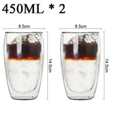 Glass Double Wall Borosilicate Mug Sets - Clear - 450ML 2PCS Coffee Cup Set - Borosilicate Glass - image 21