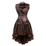 Women's Steampunk Top Corset Skirt Set - Brown - 3 / Steampunk / Dress Set - 6XL - Polyester - image 7