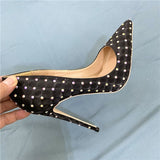 Women's Beaded Crystal Luxury Stilettos - Black - 1 / 12cm / Rhinestone Stilettos - 45 B - Satin - image 8