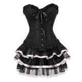 Women's Victorian Corset Dress 2Pcs Set - Black - 5 / Corset / Black/Pink Skirt - 6XL - Polyester - image 24