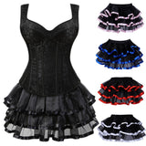 Women's Shoulder Strap Corset Dress - Red - 1 - Corset Skirt Set - 6XL - Polyester - image 6