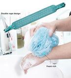 Loofah Sponge Bath Brush Set 3Pc - Blue - Back Exfoliating Belt / 3 Pcs Set - Medium - Sponge - image 8