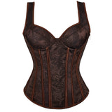 Women's Shoulder Strap Corset Dress - Brown - 1 - Corset Top - 6XL - Polyester - image 13