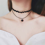 Women's Black Goth Choker Necklace - Black 1 - cn12x02 / Choker Necklace - Polyester/Lace/PU Leather - image 20