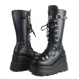 Women's New Gothic Style Platform Boots - Black - 1 - Patent - Boots - 10 B - PU Leather - image 23