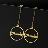 Custom Name Phrase Initial Drop Earring - Silver - 1 / Style1 / Silver Color - Stone Size 25mm - Stainless Steel - image 14