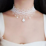Women's Black Goth Choker Necklace - Black 14 - cn12x03 / Choker Necklace - Polyester/Lace/PU Leather - image 7