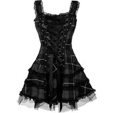 Women's Gothic Punk Plaid Mini Dress - Red - Dress - 5XL - Polyester - image 13