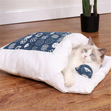 Cat Sleeping Bag Japanese Cat Bed - Blue/White - Cat Sleeping Bag - XL - Cotton - image 8