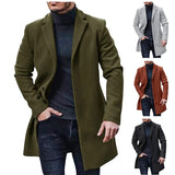 Men's Mid Thigh Lightweight Woolen Coat - Caramel - Men's Jacket - XXXL - Polyester - image 1