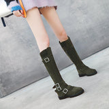 Women's Plush Knee High Boots - Brown - Knee High Boots - 11 B - PU Suede Leather - image 2