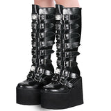 Funki Buys | Boots | Women's High Platform Wedg... - Black - 1 / Matte / Platform Buckle Boots / 43 B / PU Leather - image 31