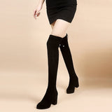 Women's Thigh Tie Block Heel Boots - Black - 1 - 3cm - No Plush Boots - 42 B - PU Leather - image 32