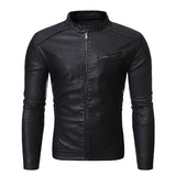Men's Women's Slim PU Leather Jacket - Black - Jacket - 4XL - PU Leather - image 4