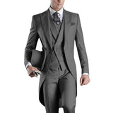 Men's Custom 3 Pcs Grooms Suit Tailcoat - Gray - Slate / 3 Piece Groomsmen Tuxedo Suit - 6XL - Polyester - image 13