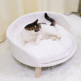 Luxury Nordic Designed Pet Chair Stool - White - Nordic Pet Bed Stool / 61.5cm - Plush / Wood - image 6