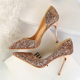 Women's Elegant Glitter Wedding Shoes - Black - Glitter Wedding Heels - 43 B - PU Leather - image 17
