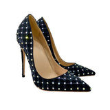 Women's Beaded Crystal Luxury Stilettos - Black - 1 / 12cm / Rhinestone Stilettos - 45 B - Satin - image 17