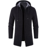 Men's Winter Warm Zip Up Hoodie Jacket - Black - Hooded Jacket - 4XL 90-100kg - Polyester Cotton - image 3