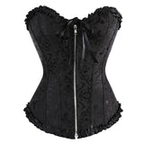 Women's Pretty Overbust Corset Bustier - Black - 819 / Front Clip / Corset - 7XL - Polyester - image 39