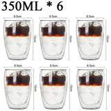 Glass Double Wall Borosilicate Mug Sets - Clear - 350ML 6PCS Coffee Cup Set - Borosilicate Glass - image 22