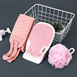 Loofah Sponge Bath Brush Set 3Pc - Blue - Back Exfoliating Belt / 3 Pcs Set - Medium - Sponge - image 2