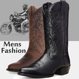 Men's Patterned Pull On Cowboy Boots - Brown - Cowboy Boots - 48 B - PU Leather - image 16