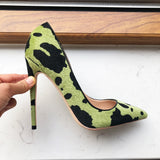 Women's High Animal Print Stilettos Flock - Green - 1 / 12cm / Stilettos - 42 B - PU Suede Leather - image 49