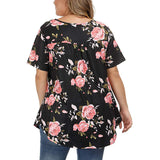 Women's Plus Floral Print Loose Fit Shirts - White/Pink - Plus Size Floral Shirt - 5XL - Polyester - image 8