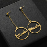 Custom Name Phrase Initial Drop Earring - Silver - 1 / Style1 / Silver Color - Stone Size 25mm - Stainless Steel - image 15