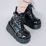 Women's New Gothic Style Platform Boots - Black - 1 - Patent - Boots - 10 B - PU Leather - image 3