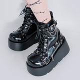 Women's New Gothic Style Platform Boots - Black - 1 - Patent - Boots - 10 B - PU Leather - image 5