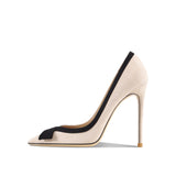Women's Faux Leather Bow Knot Stilettos - Apricot - 1 / Suede / 12cm - 45 B - PU Leather - image 22