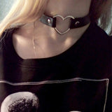 Women's Black Goth Choker Necklace - Black 6 - Heart Leather / Choker Necklace - Polyester/Lace/PU Leather - image 28