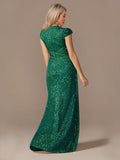 Women's Elegant Long Sequin Dress - Burgundy - Evening Dress - 22 - Polyester Sequin - image 46