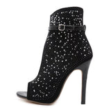Women's Diamante Studded High Stilettos - Black - Diamante Stilettos - 43 B - PU Leather - image 24